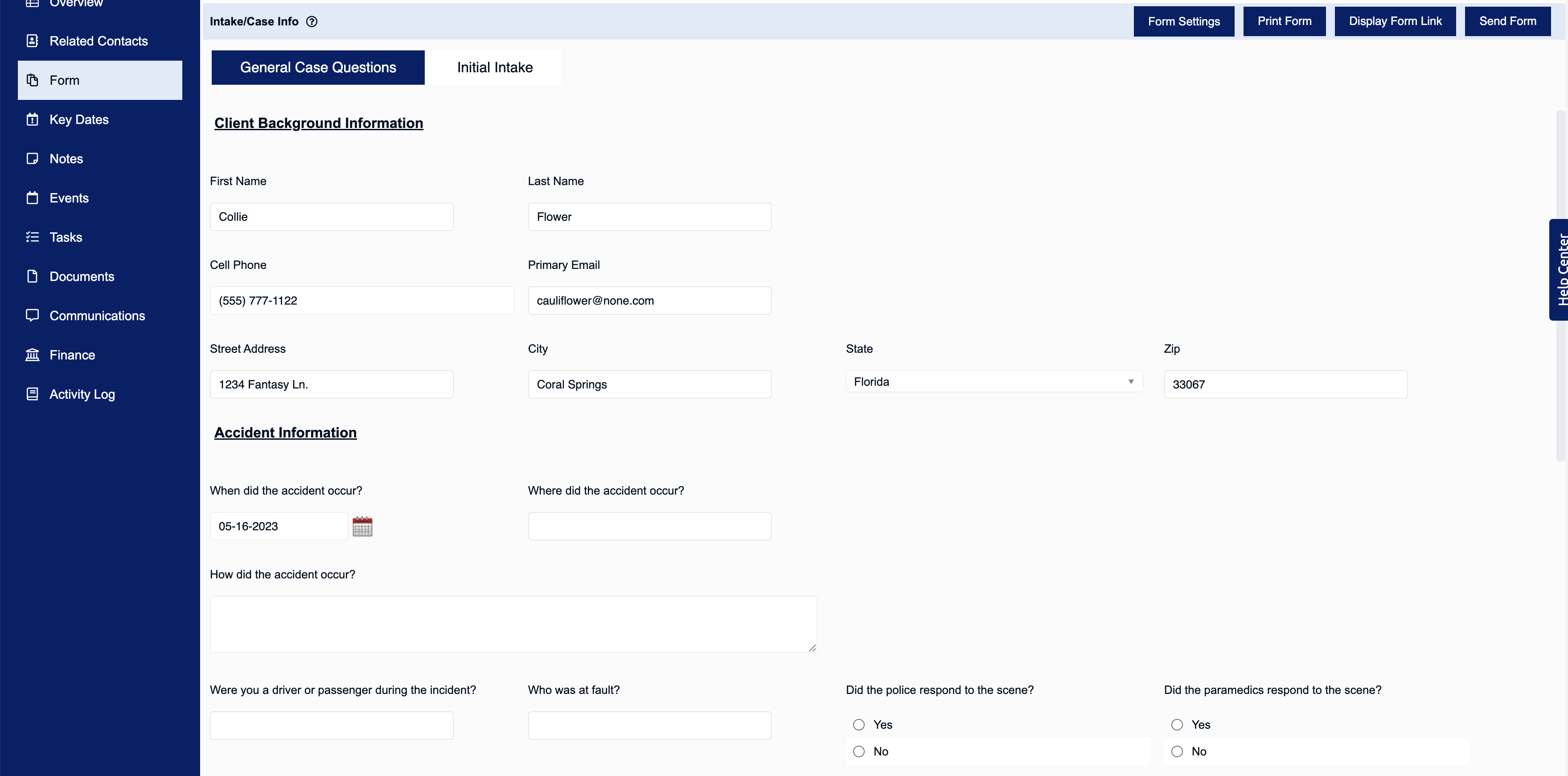 How to Use the Intake/Case Forms in the CRM Law Ruler Software, LLC